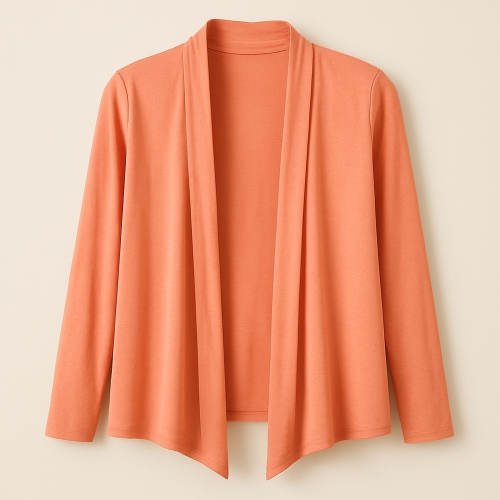 J Jill Peach Cardigan Knit 3/4 Sleeve Knit Jacket Classic Casual EUC XS #2130